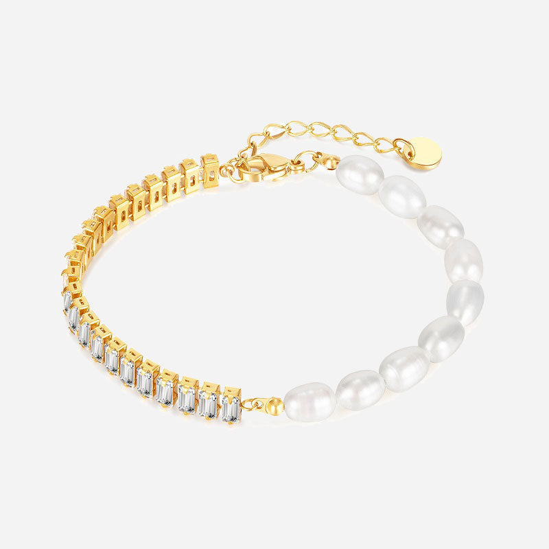 Zirconia Pearl Bracelet | 18K Gold