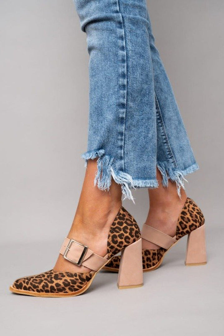 Avano™ | Leopard Print Suede Sandals with Stable Heel