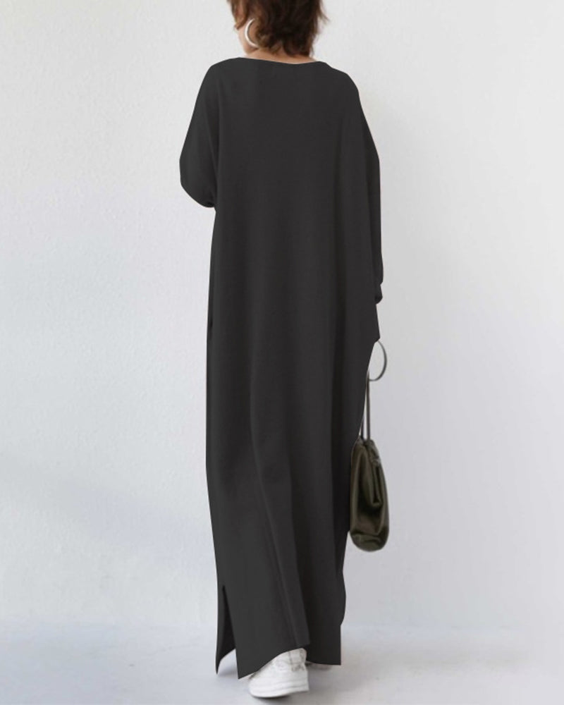 Serenya™ - Fashionable Dress with Long Sleeves and V-Neck