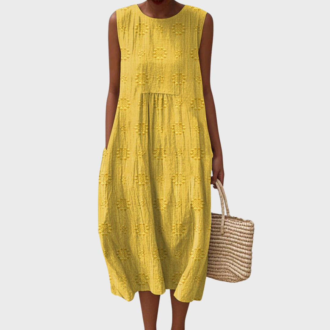 Wilma - Elegant sleeveless cotton dress with pockets