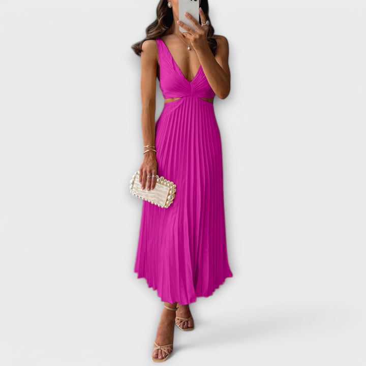 Nadia - Summer Dress with Back Cutout and Pleated Skirt