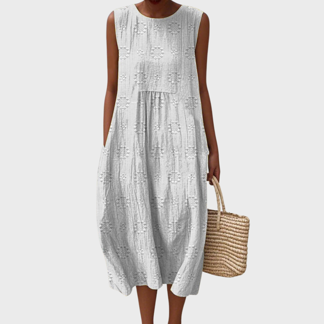 Wilma - Elegant sleeveless cotton dress with pockets
