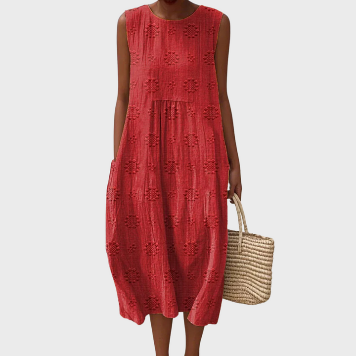 Wilma - Elegant sleeveless cotton dress with pockets