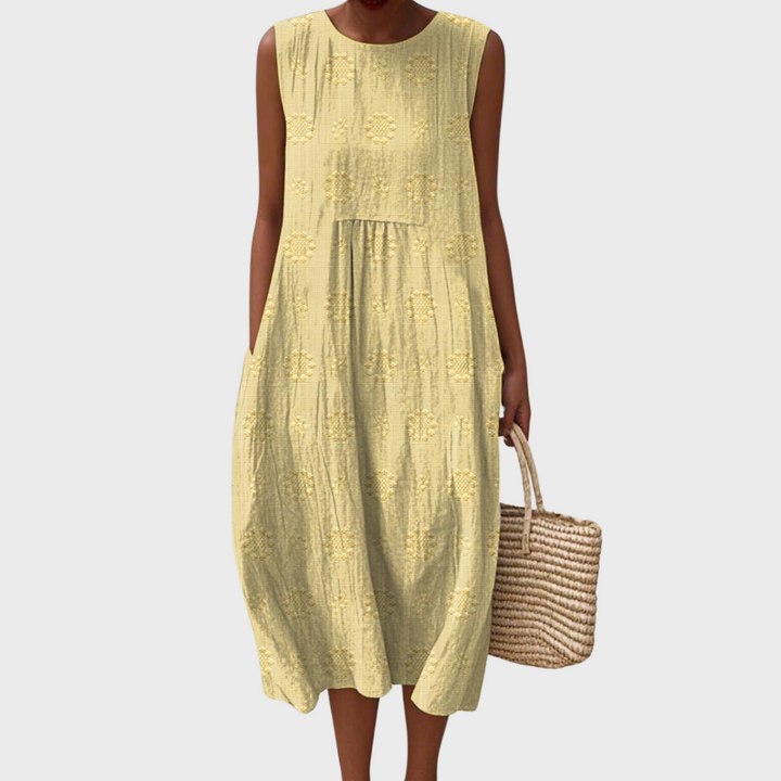 Wilma - Elegant sleeveless cotton dress with pockets