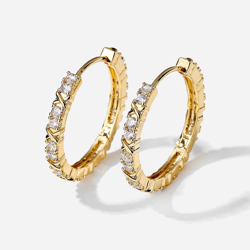 Zirconia Cross Earrings | 18K Gold