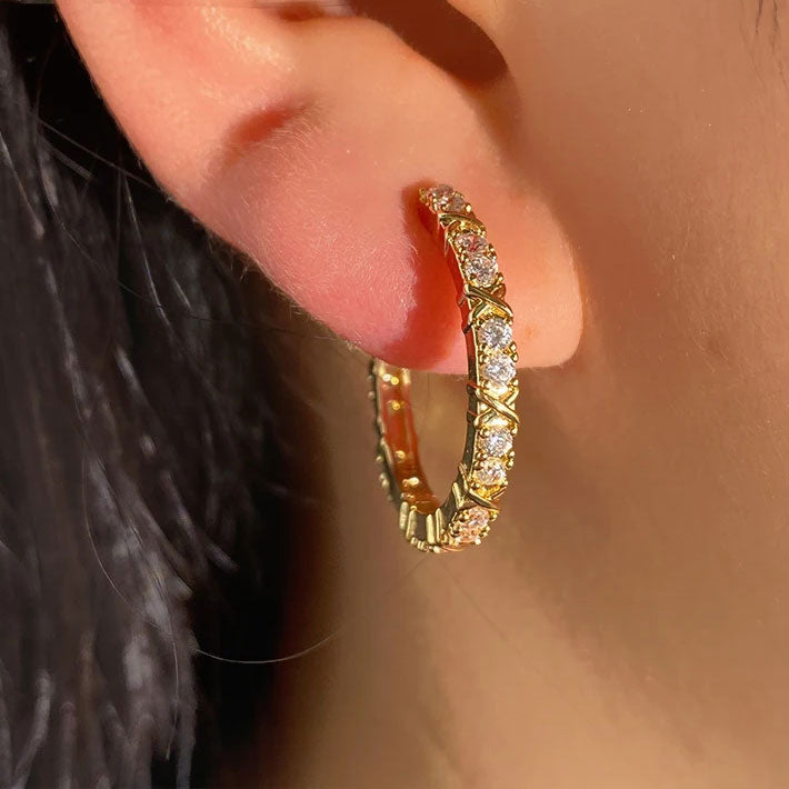 Zirconia Cross Earrings | 18K Gold