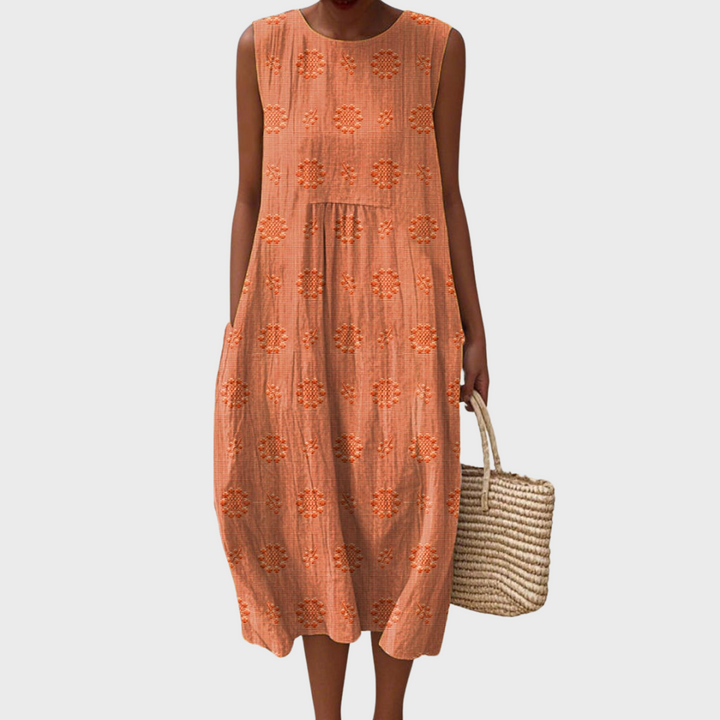 Wilma - Elegant sleeveless cotton dress with pockets
