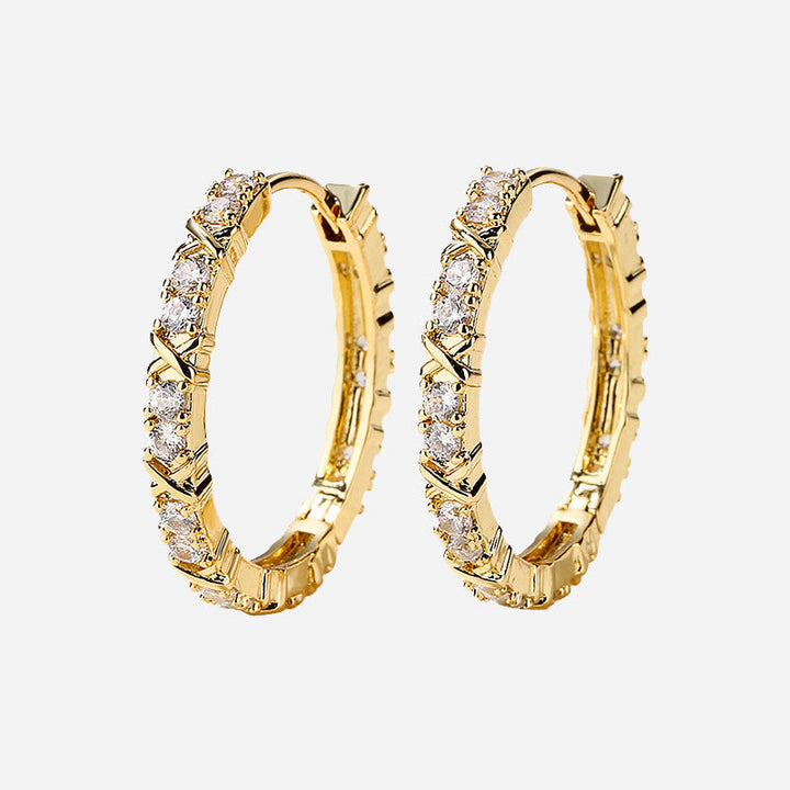 Zirconia Cross Earrings | 18K Gold
