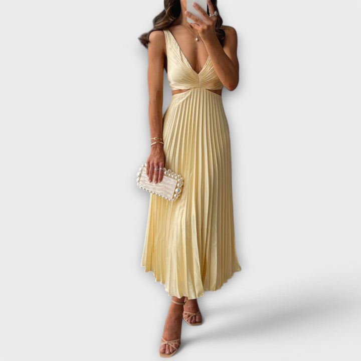 Nadia - Summer Dress with Back Cutout and Pleated Skirt
