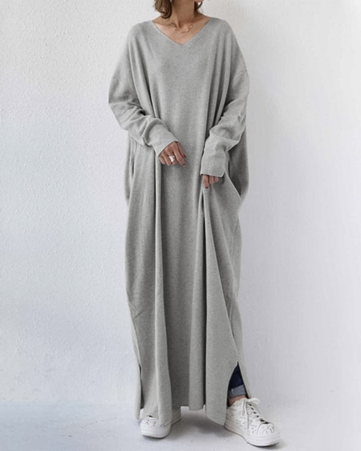 Serenya™ - Fashionable Dress with Long Sleeves and V-Neck