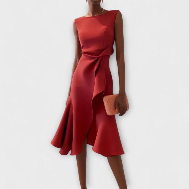Cornelia™ | Pleated Asymmetrical Midi Dress