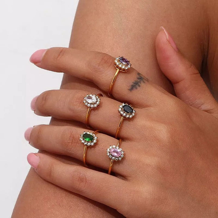 Green Zirconia Ring | 18K Gold