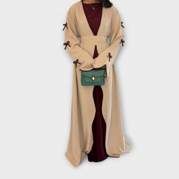 Jasmin - Stylish Cardigan and Dress Duo with Bow Decoration