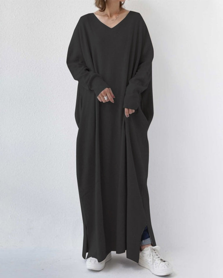 Serenya™ - Fashionable Dress with Long Sleeves and V-Neck