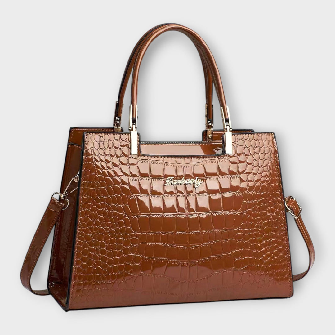 Léora. - Glossy Crocodile Pattern Handbag