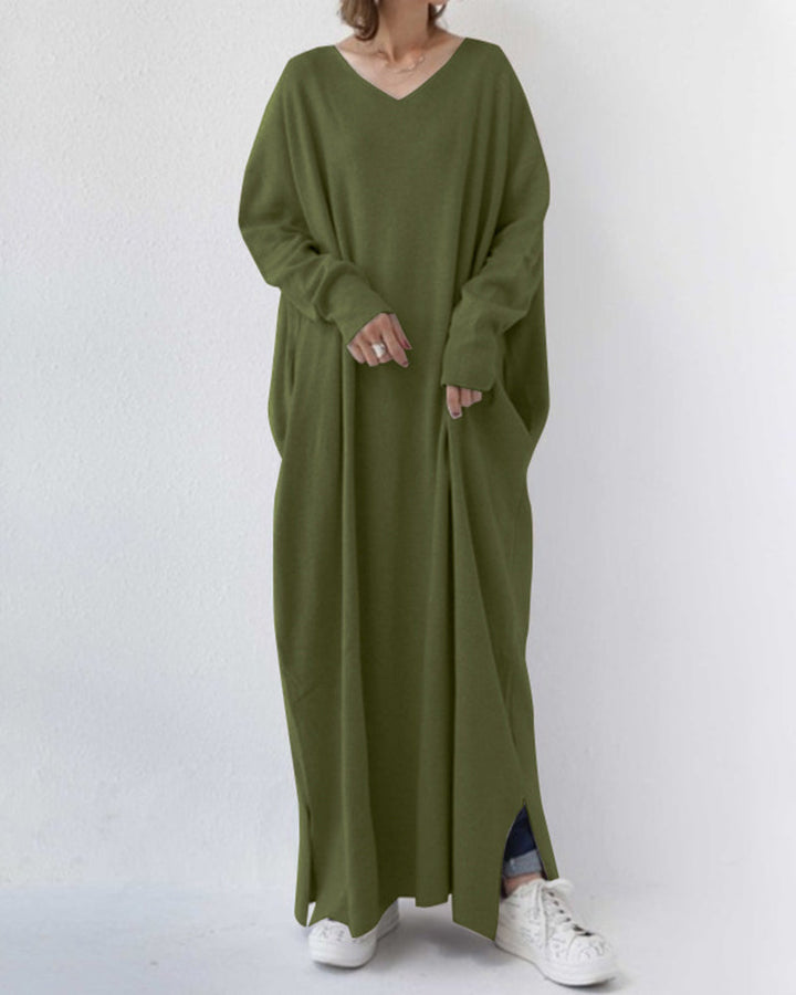 Serenya™ - Fashionable Dress with Long Sleeves and V-Neck
