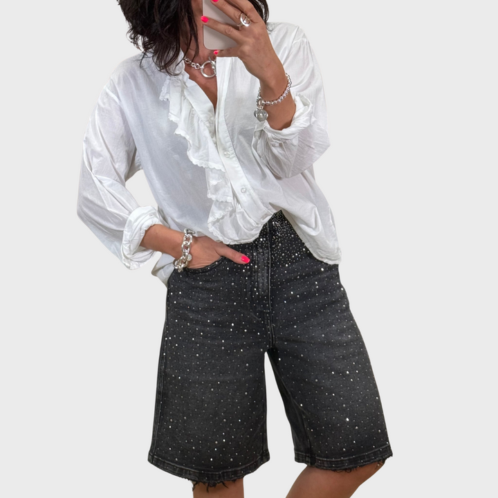 Bermuda Rhinestone Short Jeans