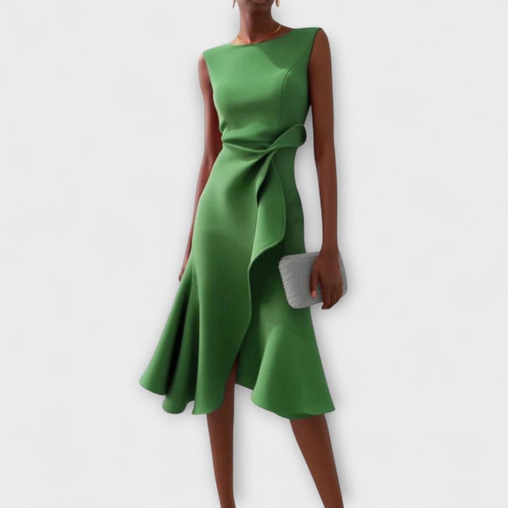Cornelia™ | Pleated Asymmetrical Midi Dress