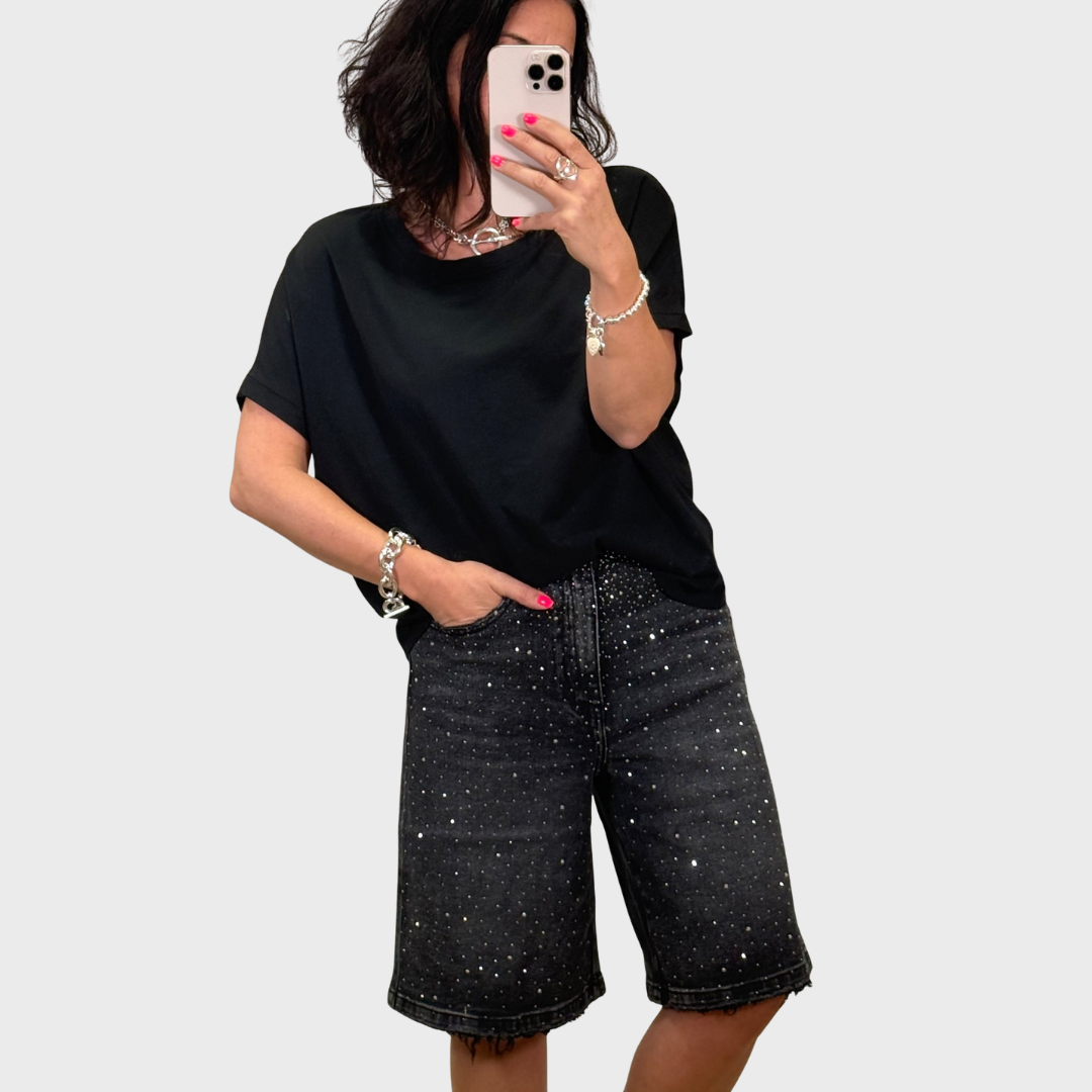 Bermuda Rhinestone Short Jeans