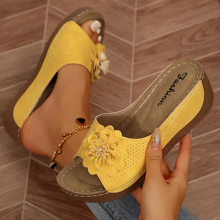 Indy™ | Stylish Floral Slip-On Wedge Sandals