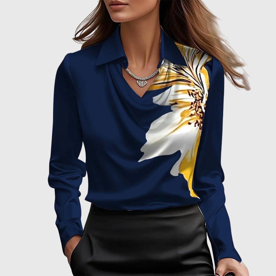 SYLVIA - BLOUSE WITH LUXURIOUS SHINE AND PLEATED COLLAR