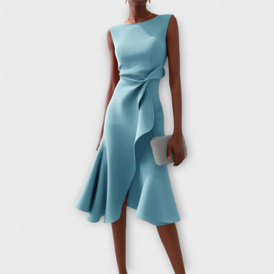 Cornelia™ | Pleated Asymmetrical Midi Dress