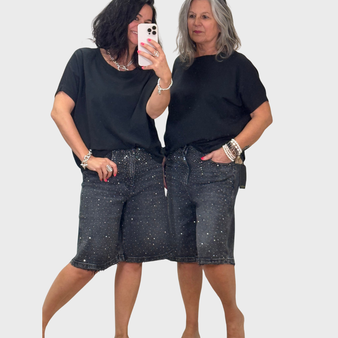 Bermuda Rhinestone Short Jeans