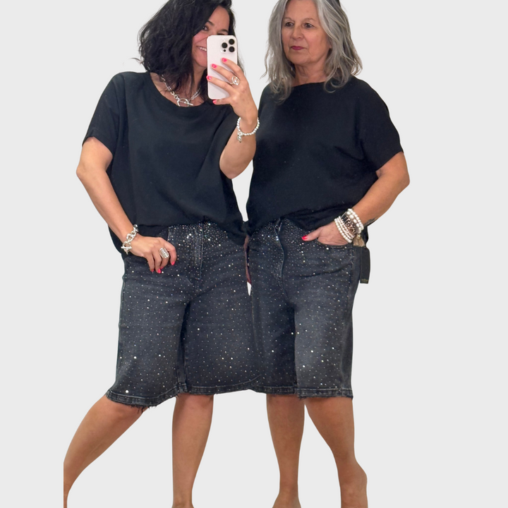 Bermuda Rhinestone Short Jeans