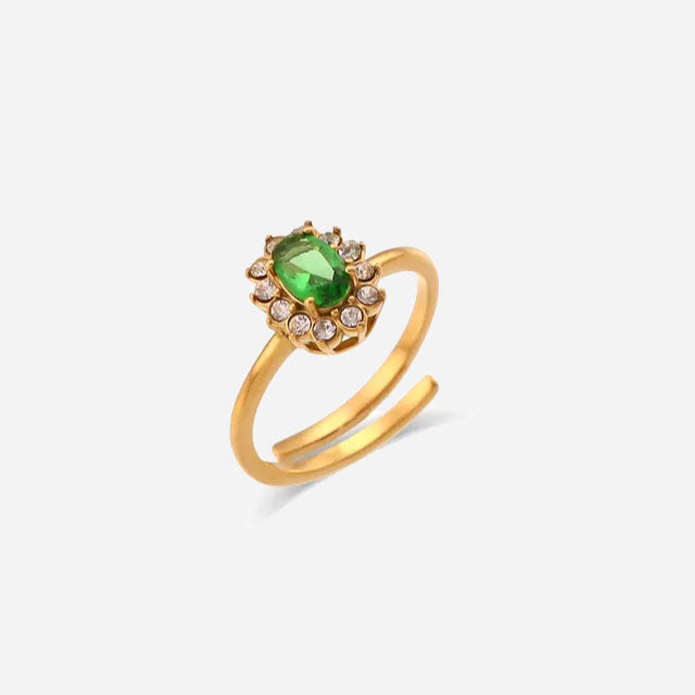 Green Zirconia Ring | 18K Gold
