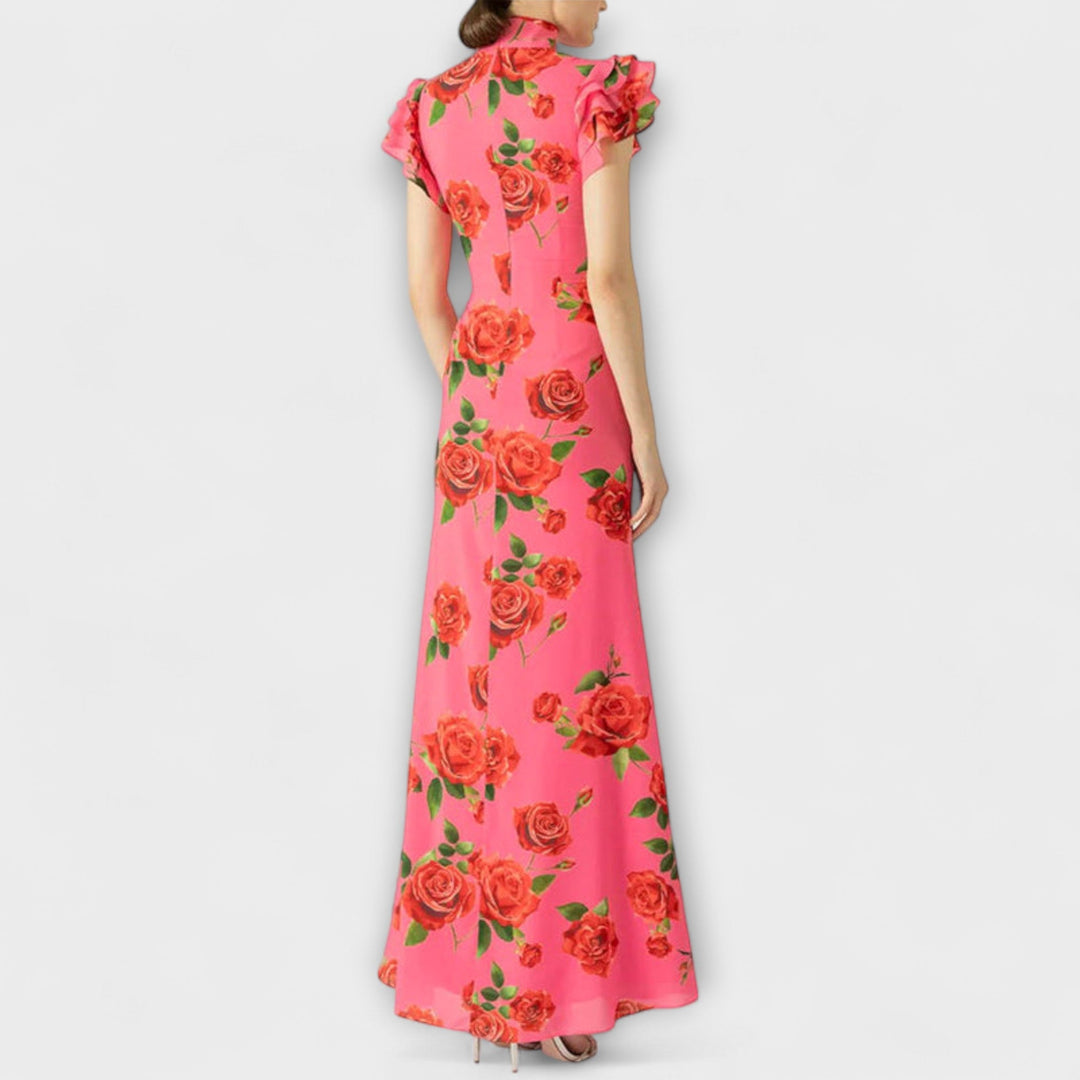 Luna - Maxi dress with floral print, tiered cut, and bell sleeves