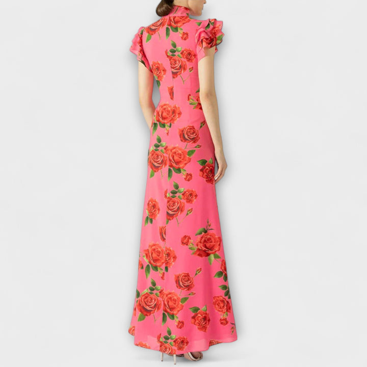 Luna - Maxi dress with floral print, tiered cut, and bell sleeves