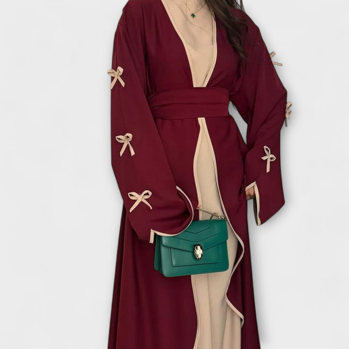 Jasmin - Stylish Cardigan and Dress Duo with Bow Decoration