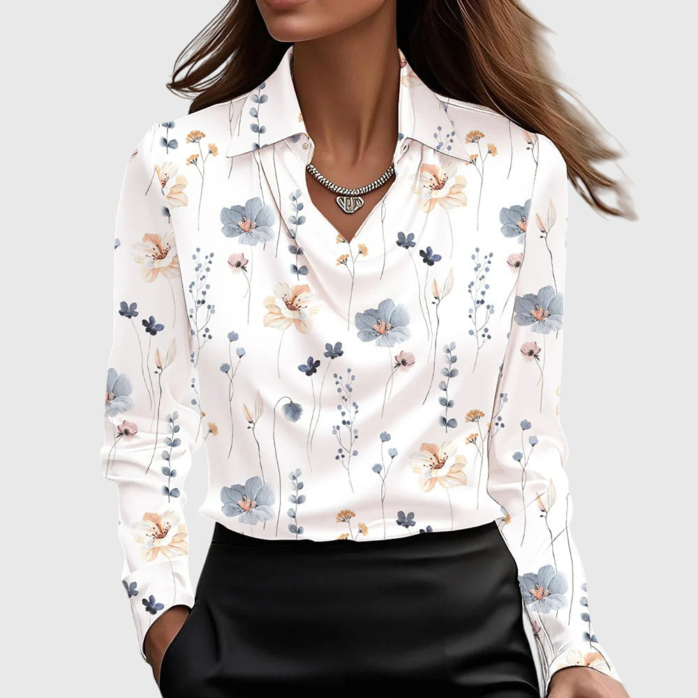 SYLVIA - BLOUSE WITH LUXURIOUS SHINE AND PLEATED COLLAR
