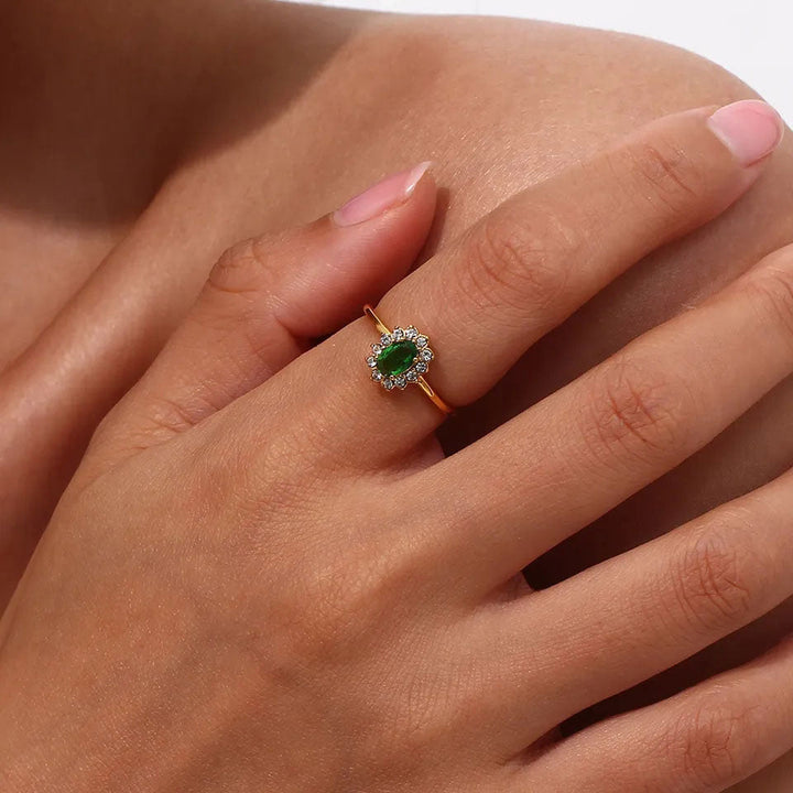 Green Zirconia Ring | 18K Gold