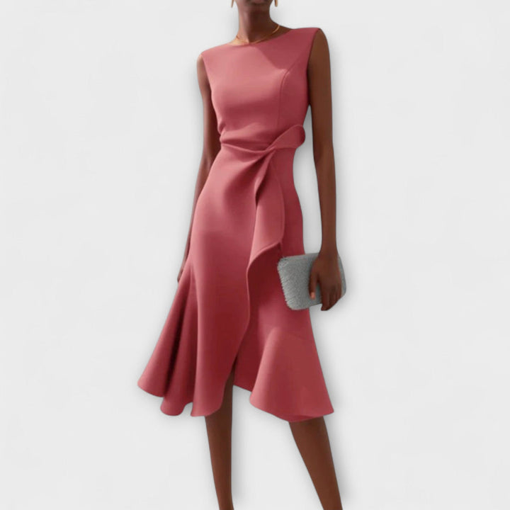 Cornelia™ | Pleated Asymmetrical Midi Dress