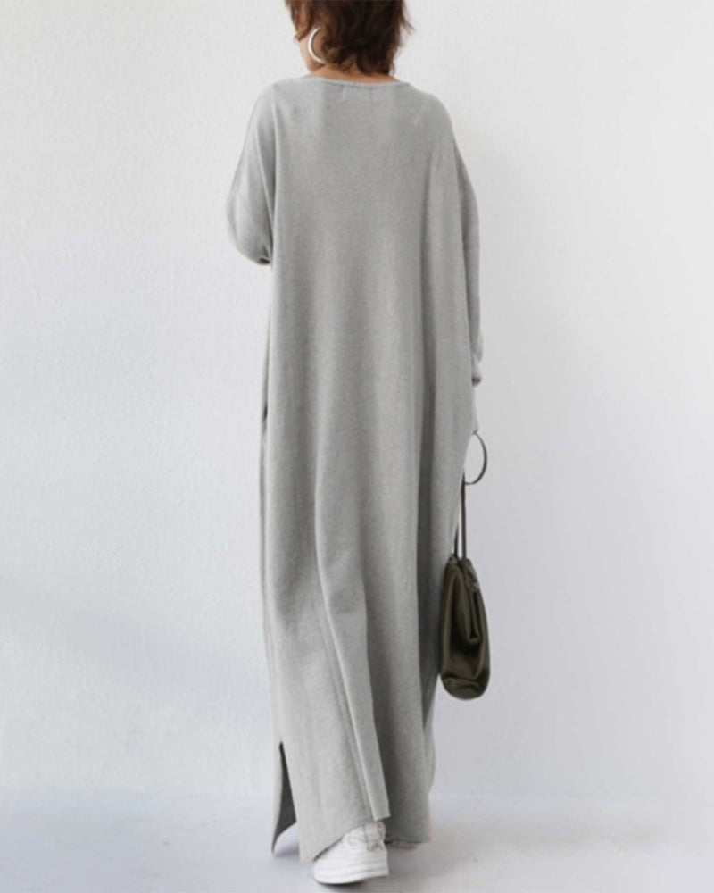 Serenya™ - Fashionable Dress with Long Sleeves and V-Neck