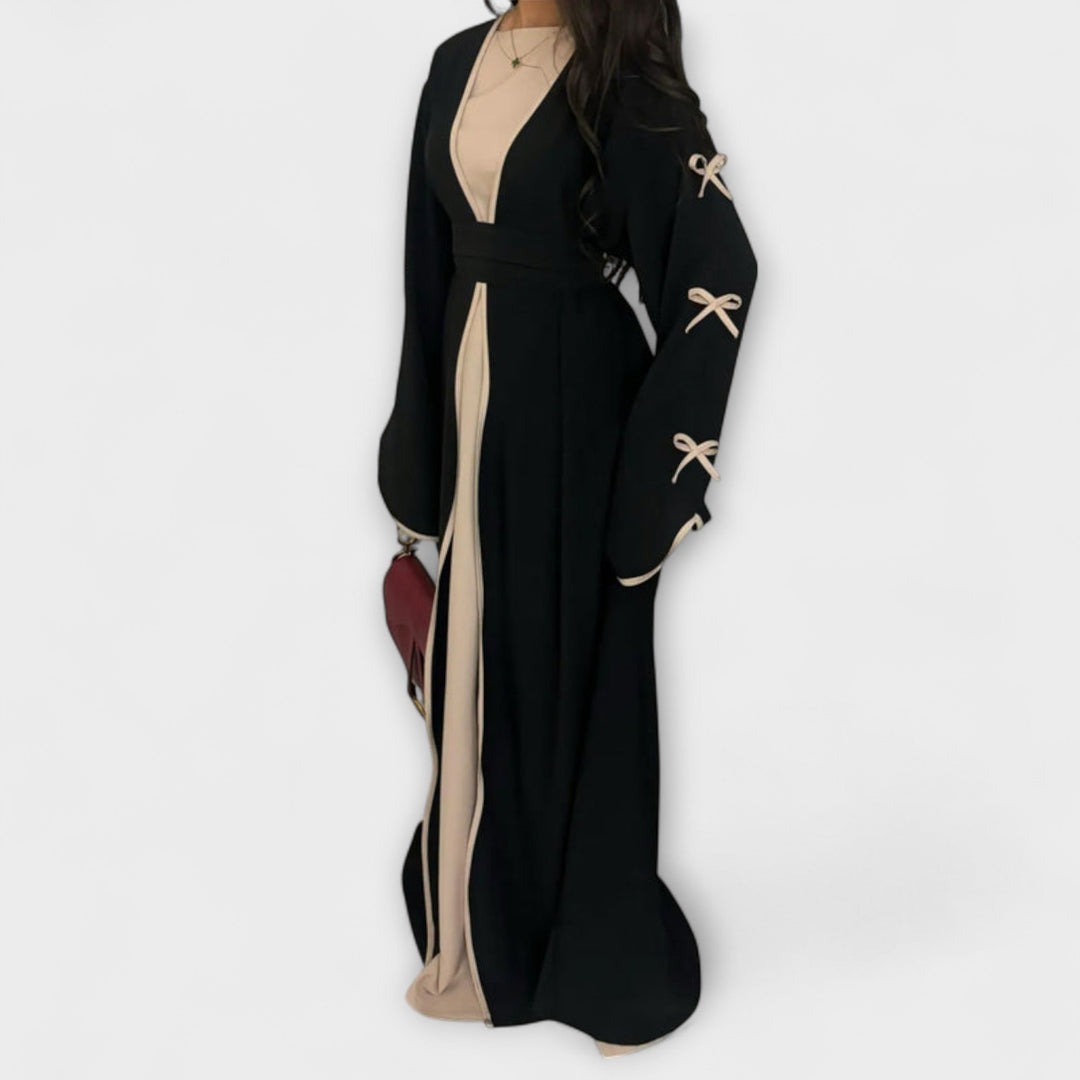Jasmin - Stylish Cardigan and Dress Duo with Bow Decoration