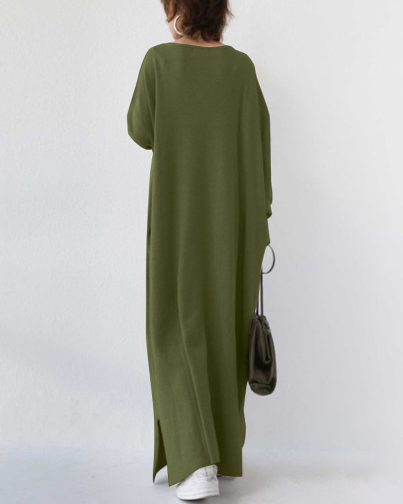 Serenya™ - Fashionable Dress with Long Sleeves and V-Neck