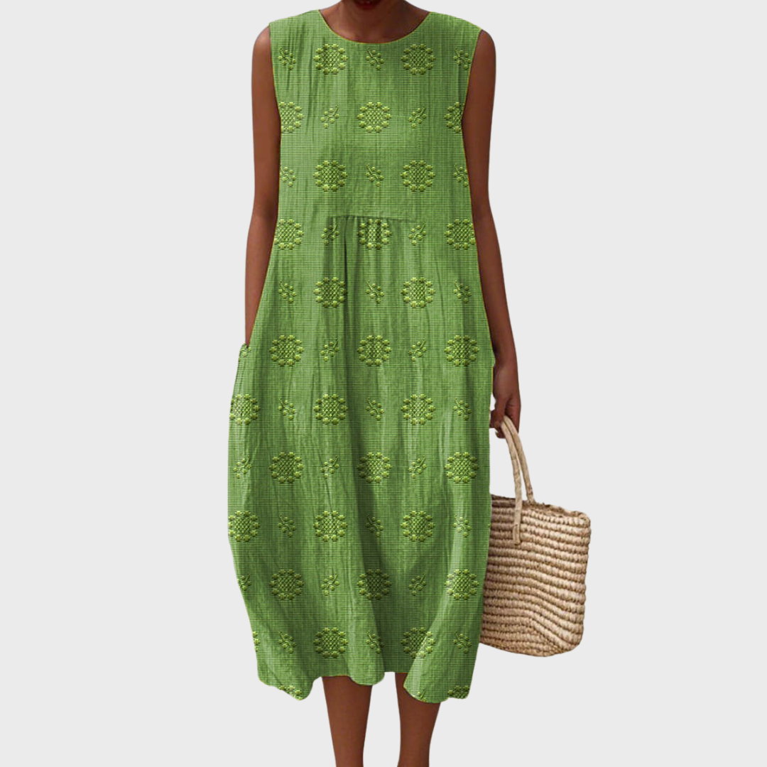 Wilma - Elegant sleeveless cotton dress with pockets