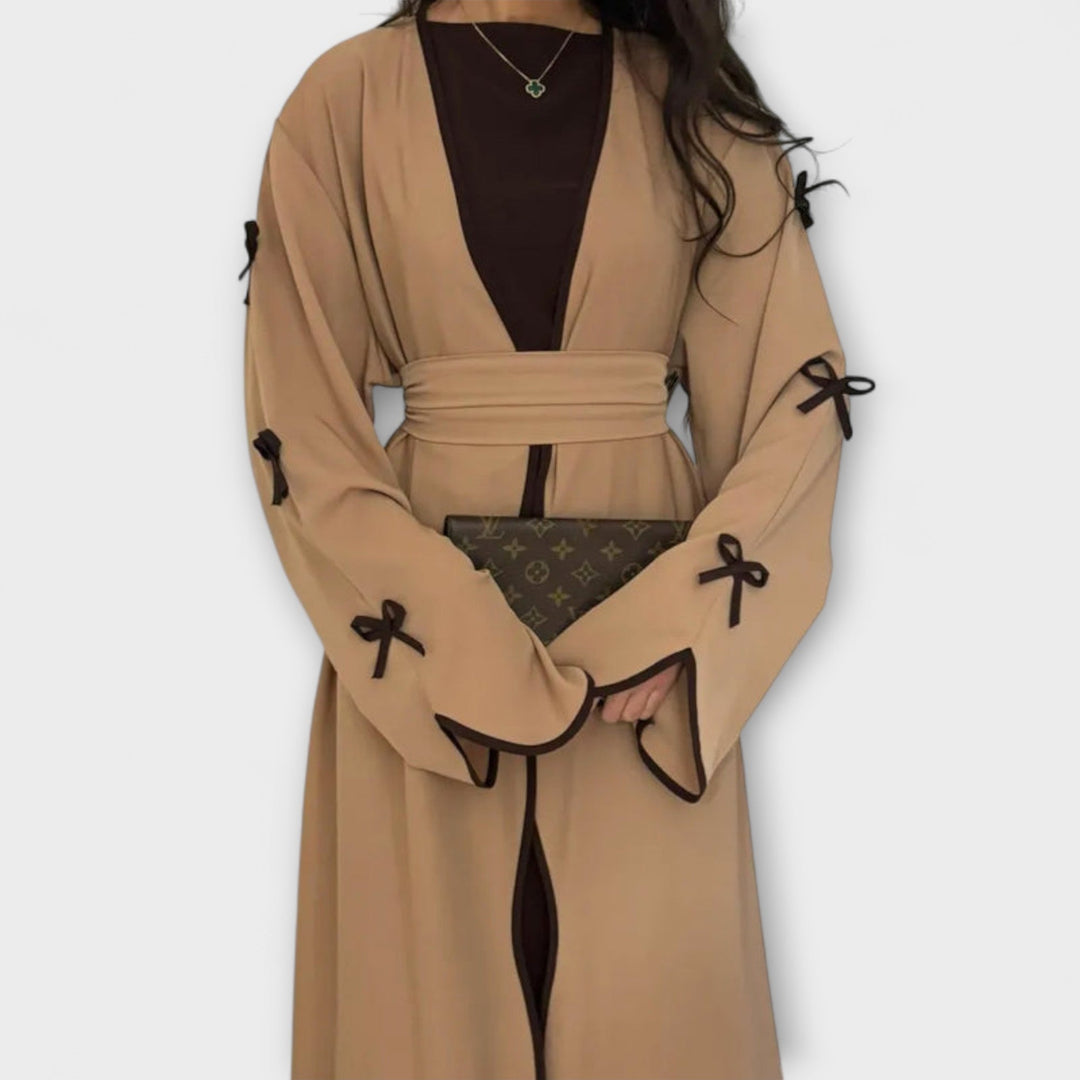 Jasmin - Stylish Cardigan and Dress Duo with Bow Decoration