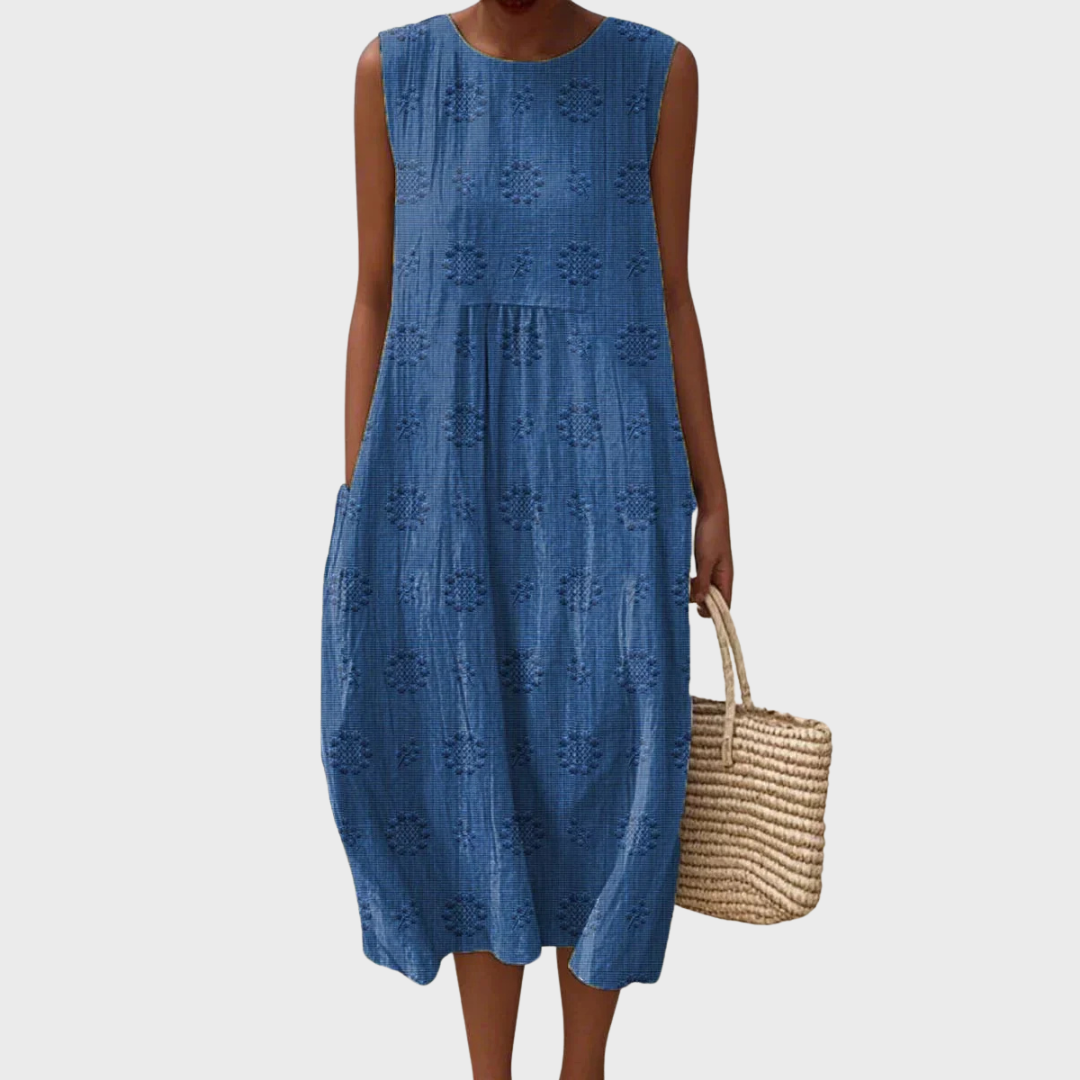 Wilma - Elegant sleeveless cotton dress with pockets