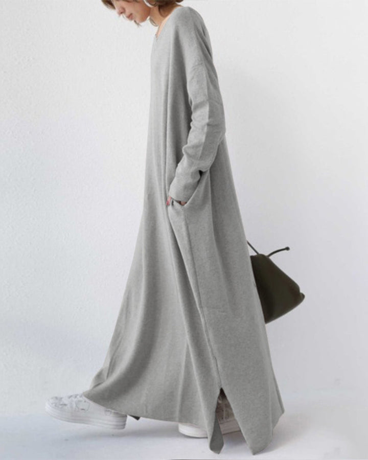 Serenya™ - Fashionable Dress with Long Sleeves and V-Neck
