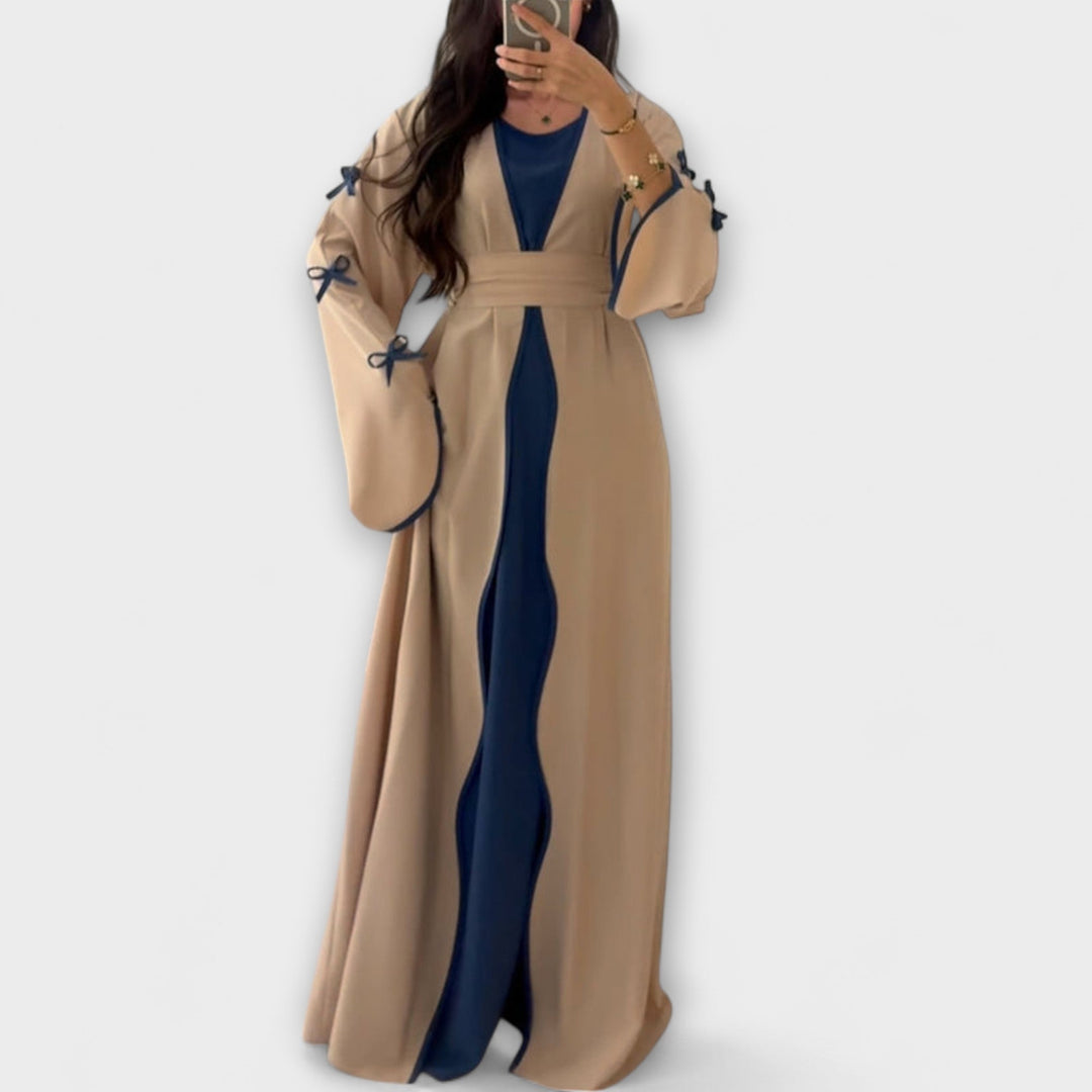 Jasmin - Stylish Cardigan and Dress Duo with Bow Decoration