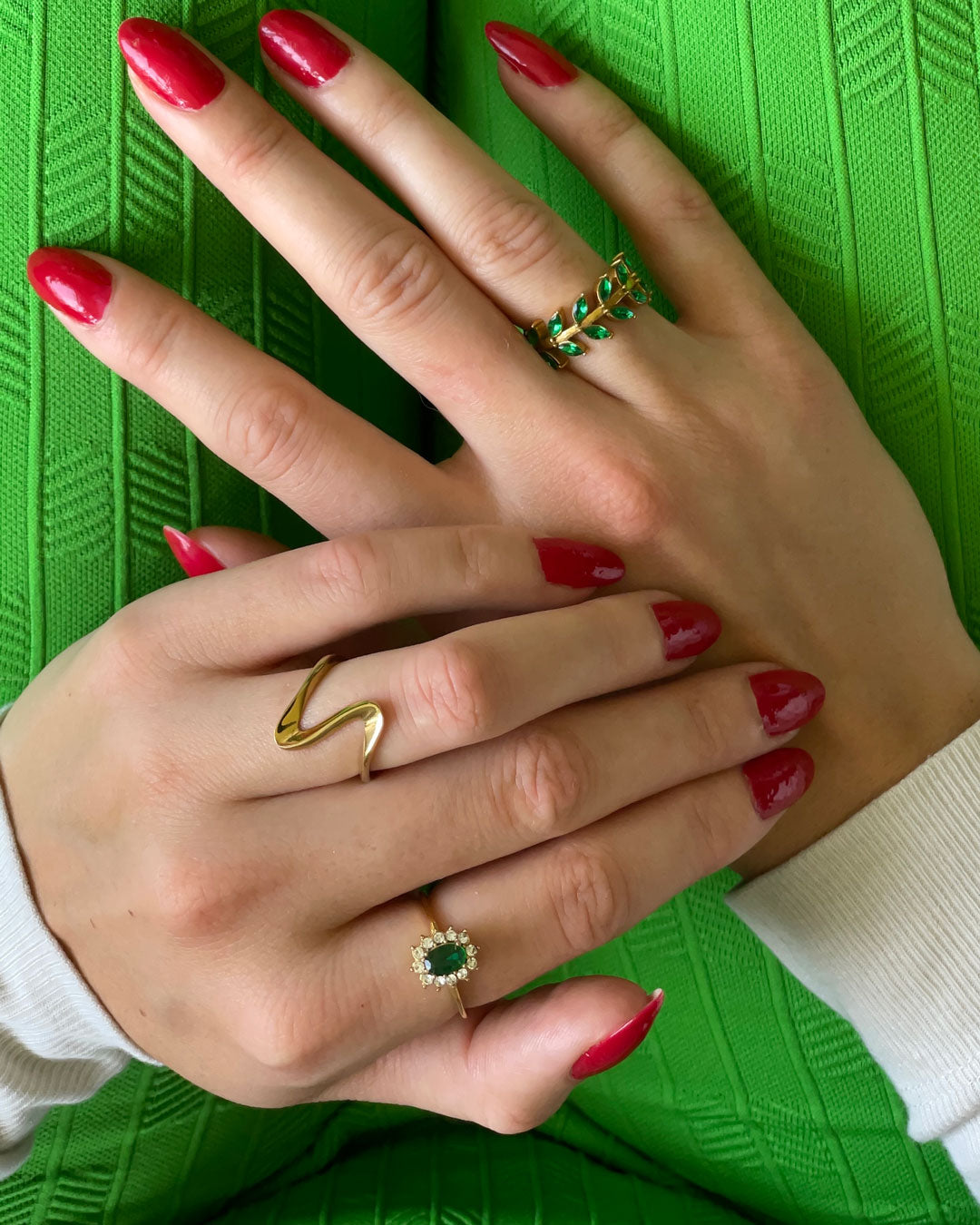Green Zirconia Ring | 18K Gold