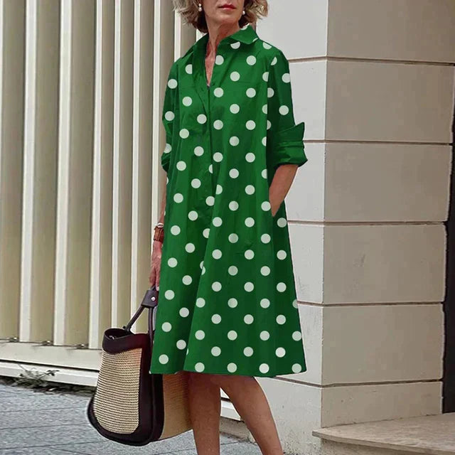 Clara | Retro Midi Dress with Collar and Elegant A-Line