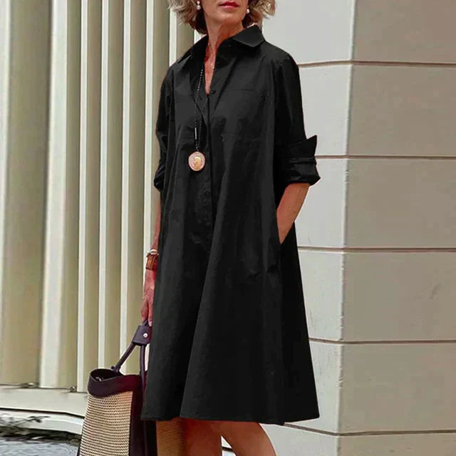 Clara | Retro Midi Dress with Collar and Elegant A-Line