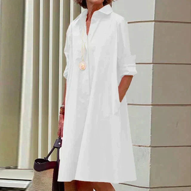 Clara | Retro Midi Dress with Collar and Elegant A-Line