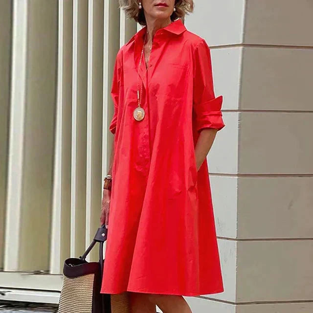 Clara | Retro Midi Dress with Collar and Elegant A-Line