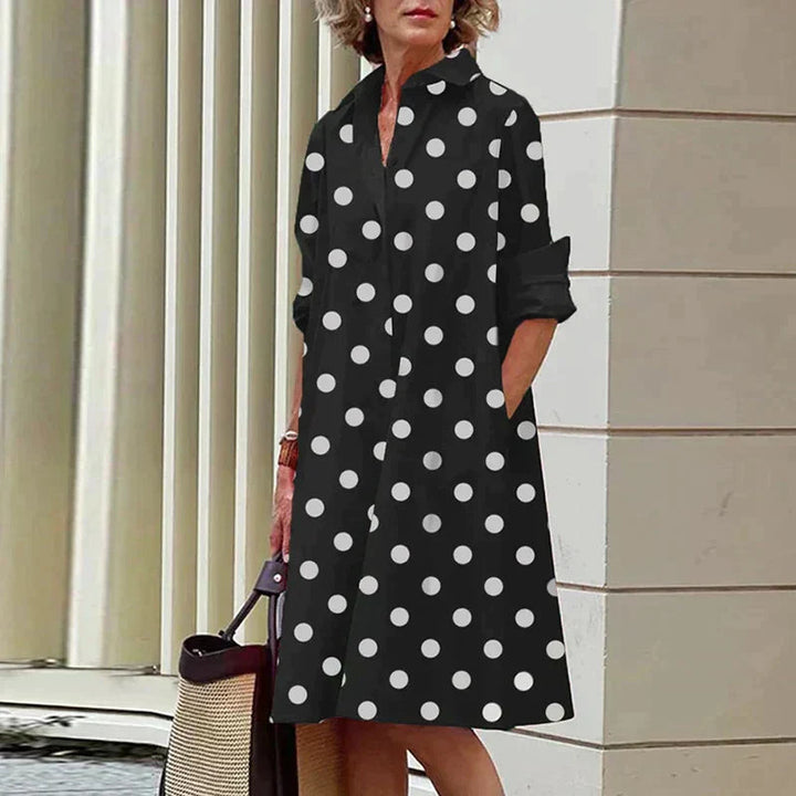 Clara | Retro Midi Dress with Collar and Elegant A-Line