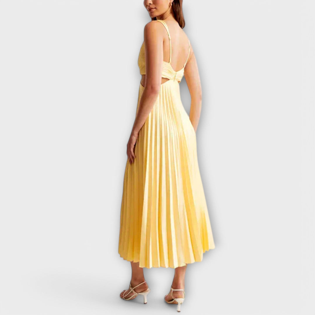 Nadia - Summer Dress with Back Cutout and Pleated Skirt